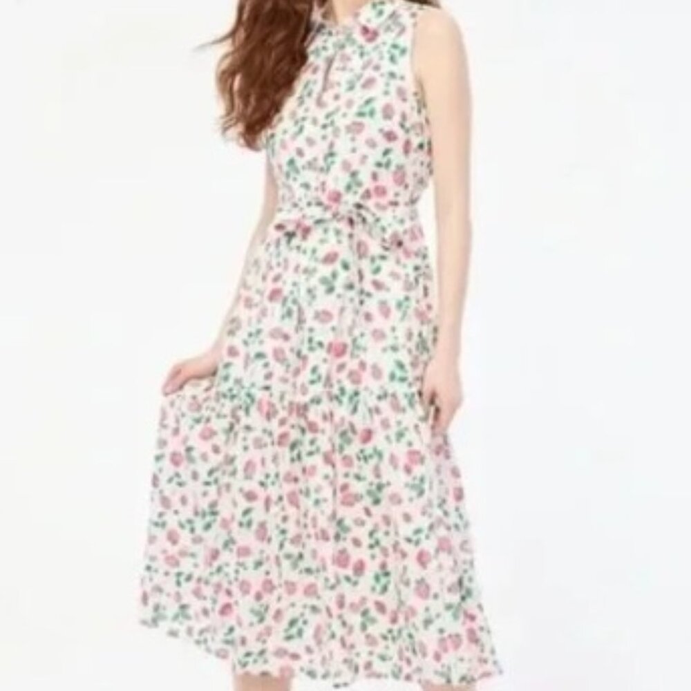 J. Crew Sleeveless Strawberry Print Shirtdress Long Dress Size 2